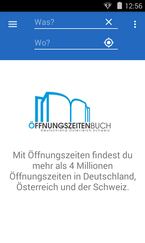 Screenshot der Öffnungszeiten App