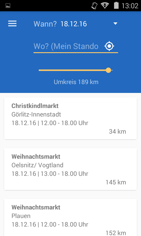 Screenshot der Öffnungszeiten App