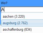 Autocompletion in der Suche