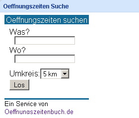 iGoogle Gadget Öffnungszeiten