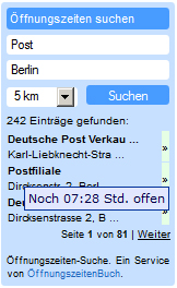 Öffnungszeiten Widget