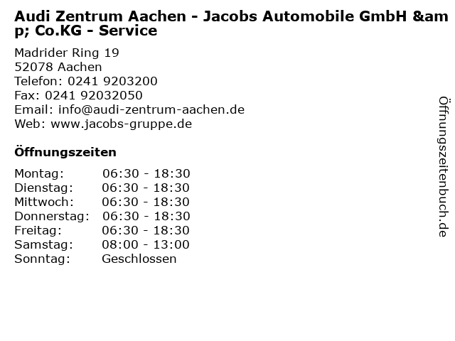 karton lucht Dronken worden ᐅ Öffnungszeiten „Audi Zentrum Aachen - Jacobs Automobile GmbH & Co.KG -  Service“ | Madrider Ring 19 in Aachen