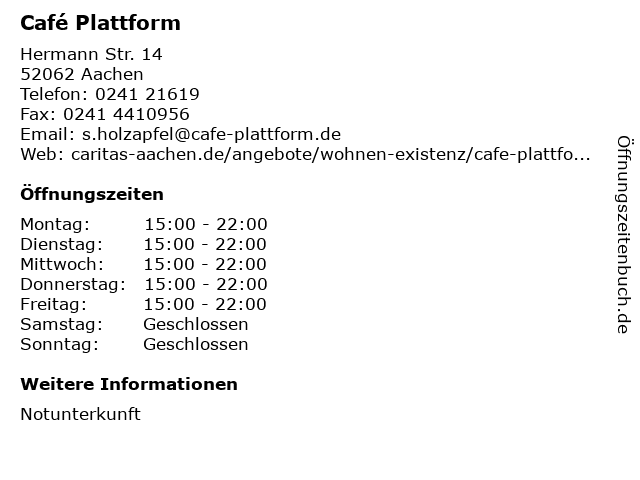 ᐅ Offnungszeiten Cafe Plattform Hermann Str 14 In chen