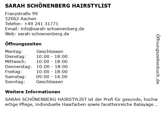 ᐅ Öffnungszeiten „hair & style aachen“ | theaterplatz 2 in aachen
