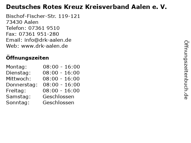 Deutsches Rotes Kreuz Kreisverband Aalen e. V. in Aalen: Adresse und Öffnungszeiten