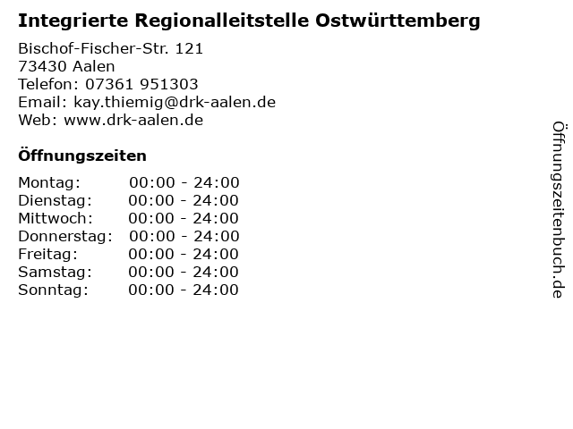 ᐅ Offnungszeiten Integrierte Regionalleitstelle Ostwurttemberg Bischof Fischer Str 121 In Aalen