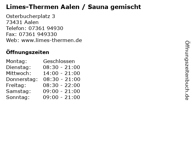 Limes-Thermen Aalen / Sauna gemischt in Aalen: Adresse und Öffnungszeiten