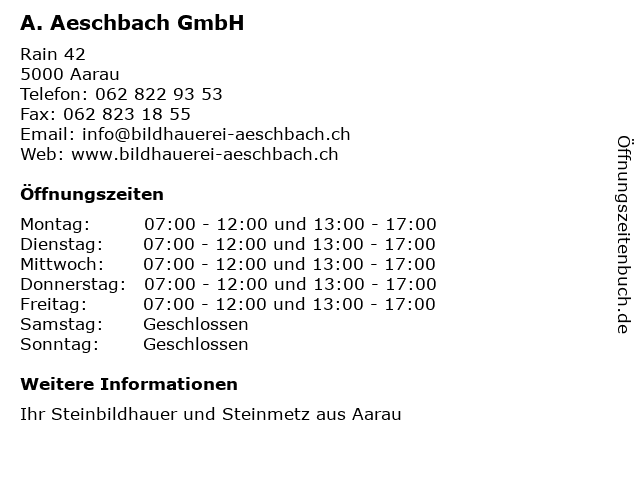 A. Aeschbach GmbH in Aarau: Adresse und Öffnungszeiten
