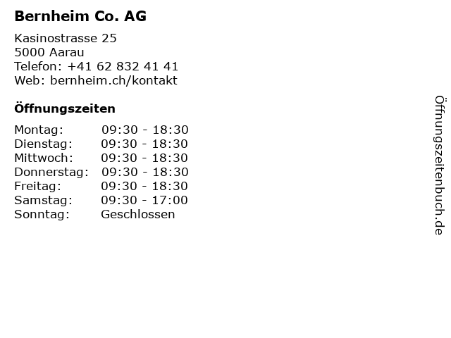 Bernheim Co. AG in Aarau: Adresse und Öffnungszeiten
