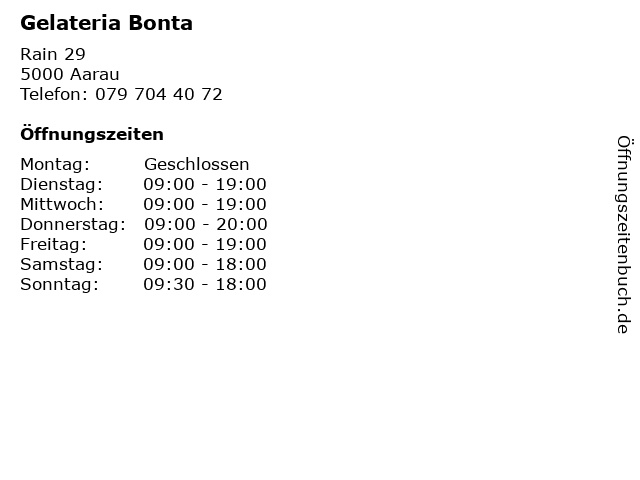 Gelateria Bonta in Aarau: Adresse und Öffnungszeiten