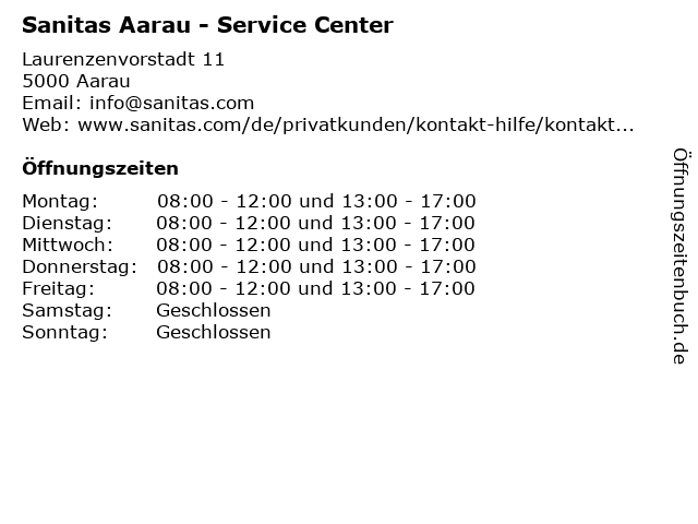 Sanitas Aarau - Service Center in Aarau: Adresse und Öffnungszeiten