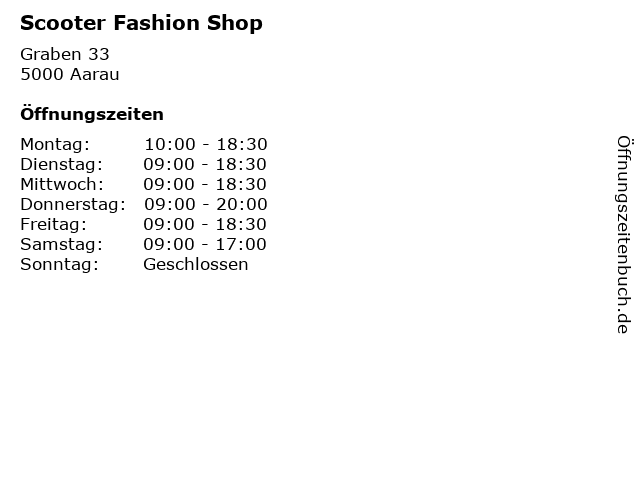 Scooter Fashion Shop in Aarau: Adresse und Öffnungszeiten