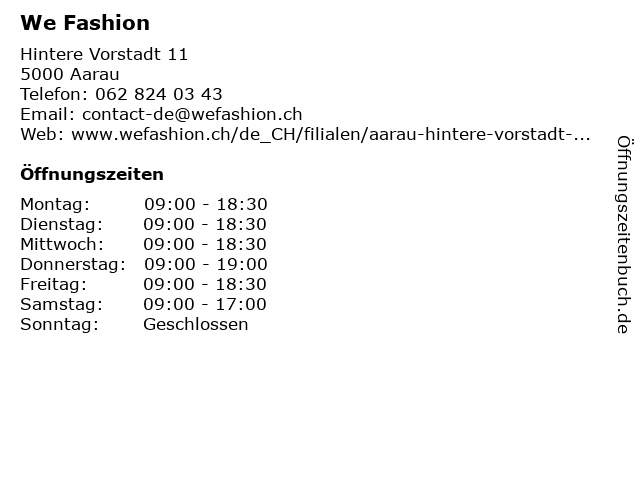WE Switzerland Fashion AG in Aarau: Adresse und Öffnungszeiten