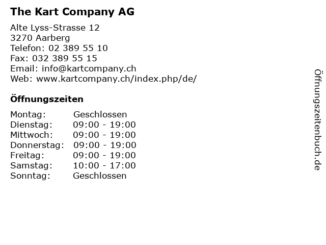 The Kart Company AG in Aarberg: Adresse und Öffnungszeiten