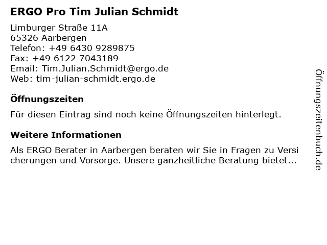 ERGO Pro Tim Julian Schmidt in Aarbergen: Adresse und Öffnungszeiten
