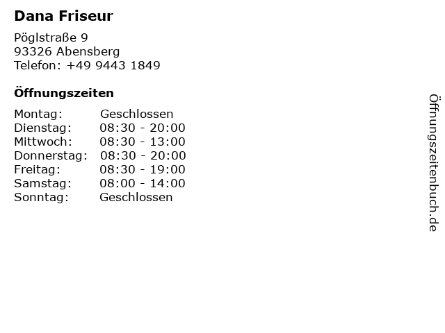 Dana Friseur in Abensberg: Adresse und Öffnungszeiten