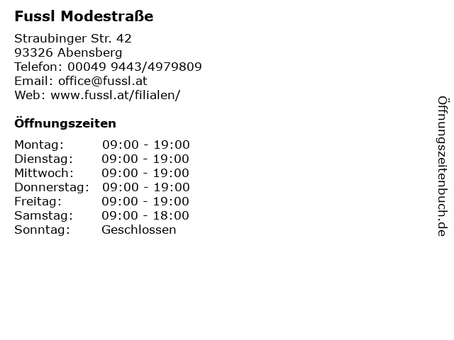Fussl Modestraße in Abensberg: Adresse und Öffnungszeiten