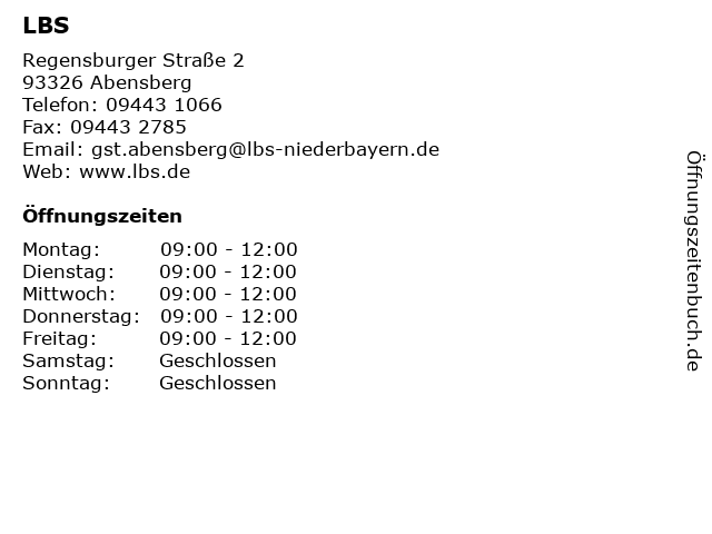 LBS in Abensberg: Adresse und Öffnungszeiten