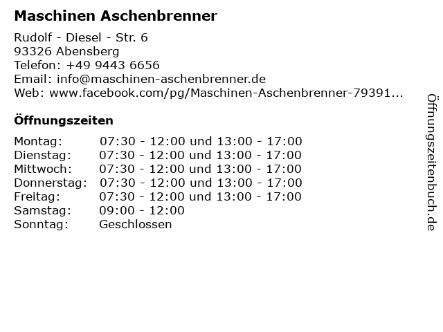 Maschinen Aschenbrenner in Abensberg: Adresse und Öffnungszeiten