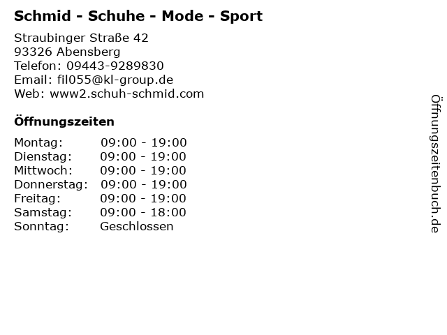 Schmid - Schuhe - Mode - Sport in Abensberg: Adresse und Öffnungszeiten