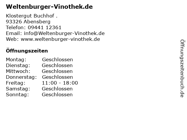 Weltenburger-Vinothek.de in Abensberg: Adresse und Öffnungszeiten