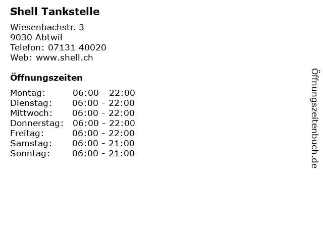 Shell Tankstelle in Abtwil: Adresse und Öffnungszeiten