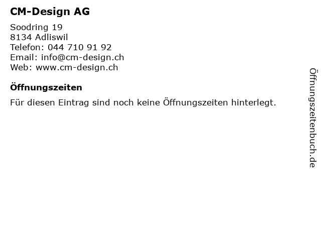 CM-Design AG in Adliswil: Adresse und Öffnungszeiten