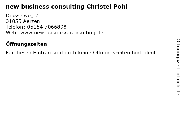 new business consulting Christel Pohl in Aerzen: Adresse und Öffnungszeiten