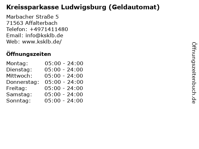 Kreissparkasse Ludwigsburg (Geldautomat) in Affalterbach: Adresse und Öffnungszeiten