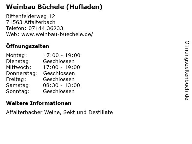 Weinbau Büchele (Hofladen) in Affalterbach: Adresse und Öffnungszeiten