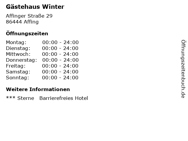 Gästehaus Winter in Affing: Adresse und Öffnungszeiten