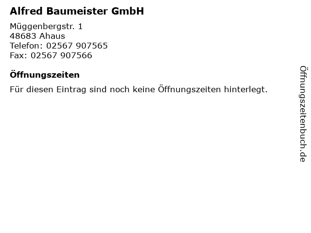 Alfred Baumeister GmbH in Ahaus: Adresse und Öffnungszeiten