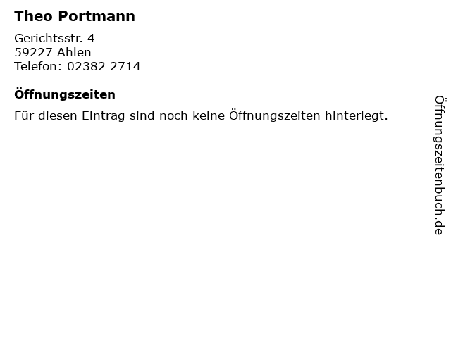Theo Portmann in Ahlen: Adresse und Öffnungszeiten