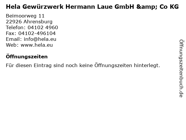 Hela Gewürzwerk Hermann Laue GmbH & Co KG in Ahrensburg: Adresse und Öffnungszeiten