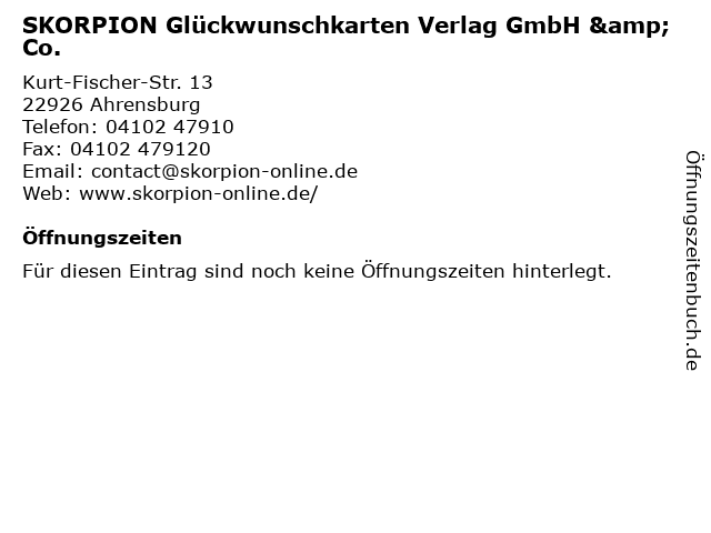 SKORPION Glückwunschkarten Verlag GmbH & Co. in Ahrensburg: Adresse und Öffnungszeiten