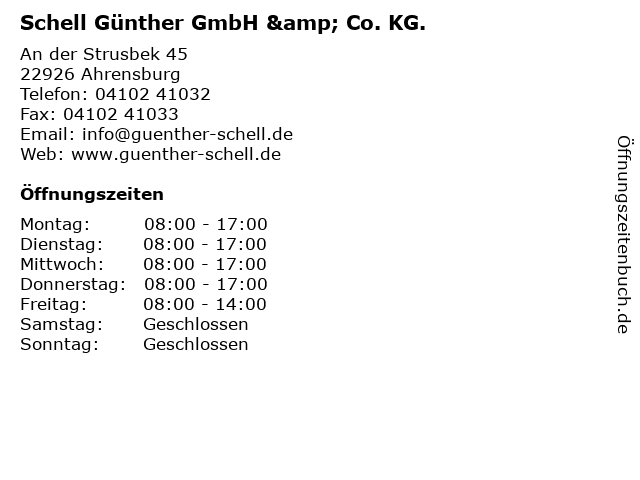 Schell Günther GmbH & Co. KG. in Ahrensburg: Adresse und Öffnungszeiten