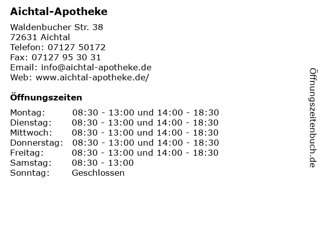 Aichtal-Apotheke in Aichtal: Adresse und Öffnungszeiten