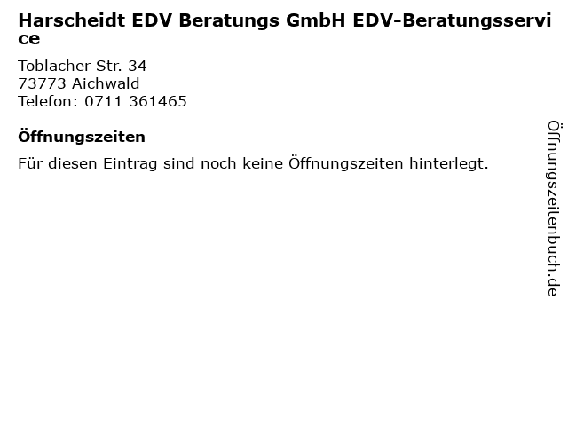 Harscheidt EDV Beratungs GmbH EDV-Beratungsservice in Aichwald: Adresse und Öffnungszeiten