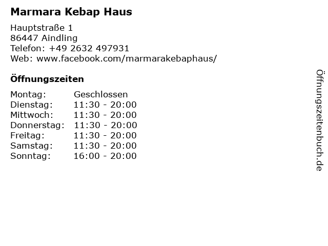 Marmara Kebap Haus in Aindling: Adresse und Öffnungszeiten