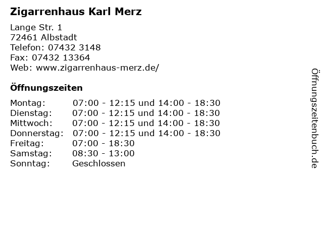 Zigarrenhaus Karl Merz in Albstadt: Adresse und Öffnungszeiten