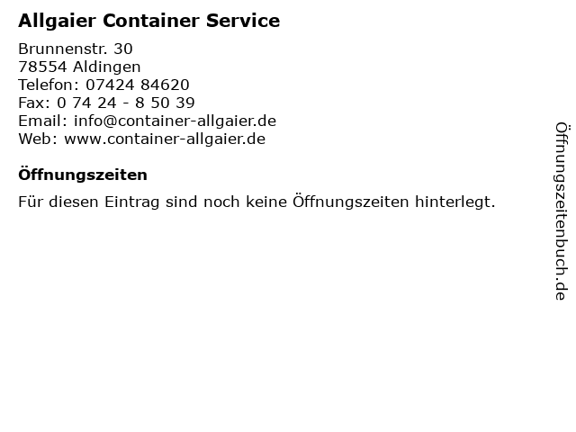 Allgaier Container Service in Aldingen: Adresse und Öffnungszeiten
