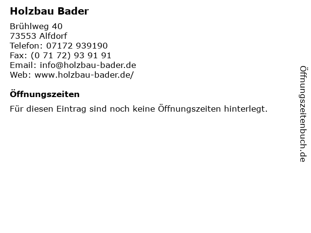 Holzbau Bader in Alfdorf: Adresse und Öffnungszeiten