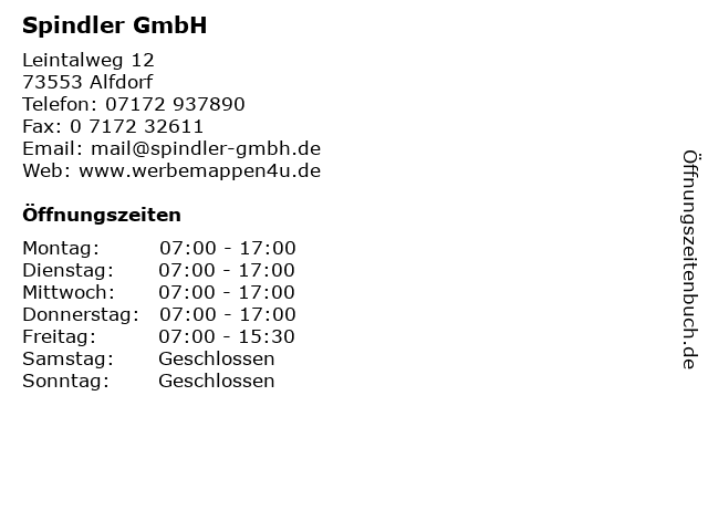 Spindler GmbH in Alfdorf: Adresse und Öffnungszeiten