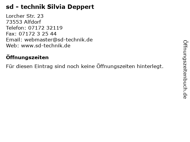 sd - technik Silvia Deppert in Alfdorf: Adresse und Öffnungszeiten