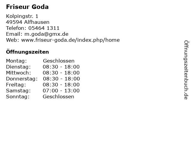 Friseur Goda in Alfhausen: Adresse und Öffnungszeiten