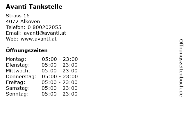 Avanti Tankstelle in Alkoven: Adresse und Öffnungszeiten