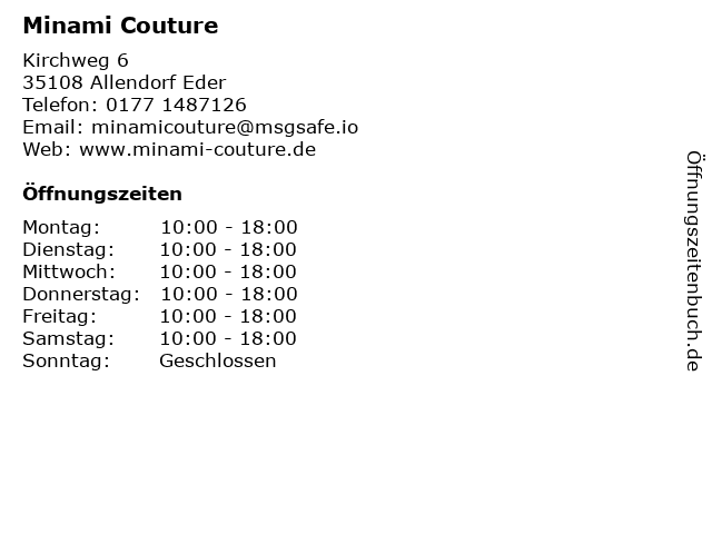 Minami Couture in Allendorf Eder: Adresse und Öffnungszeiten