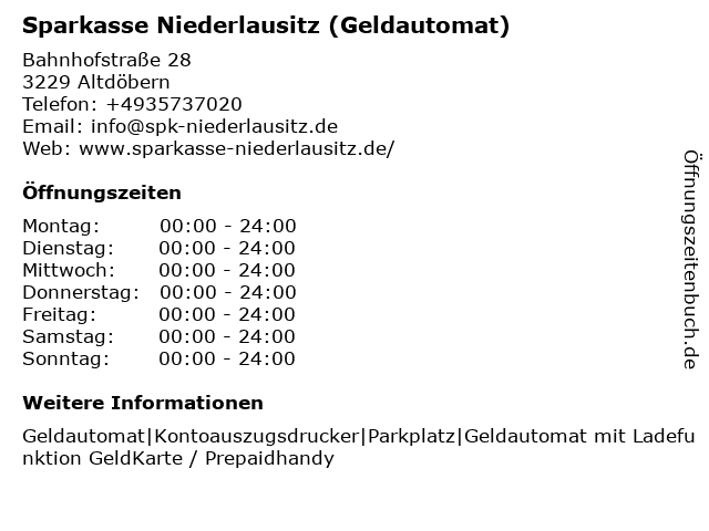Sparkasse Niederlausitz (Geldautomat) in Altdöbern: Adresse und Öffnungszeiten