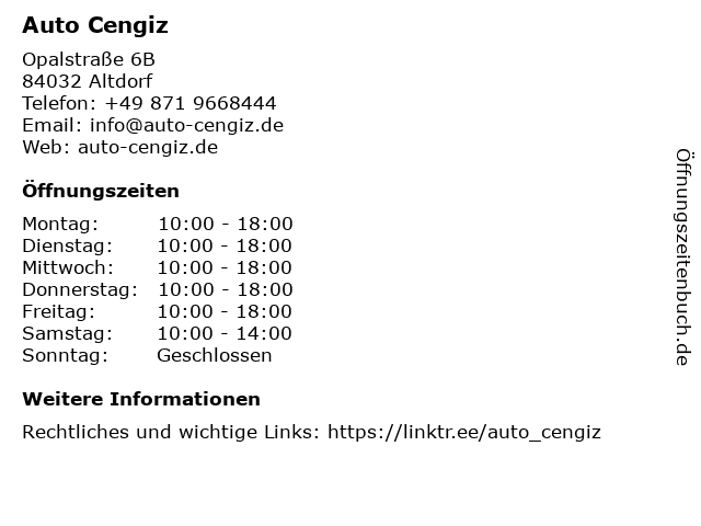 Auto Cengiz in Altdorf: Adresse und Öffnungszeiten