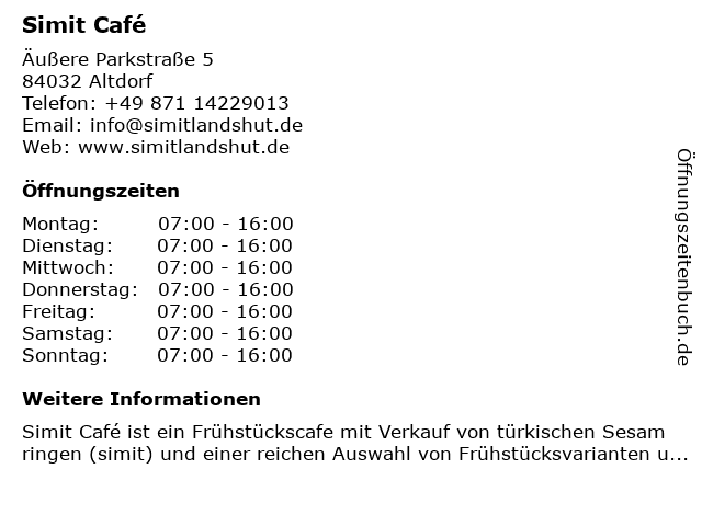 Simit Café in Altdorf: Adresse und Öffnungszeiten